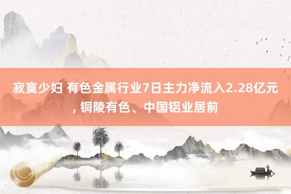 寂寞少妇 有色金属行业7日主力净流入2.28亿元, 铜陵有色、中国铝业居前