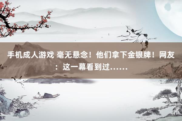 手机成人游戏 毫无悬念！他们拿下金银牌！网友：这一幕看到过……