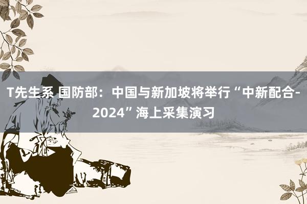 T先生系 国防部：中国与新加坡将举行“中新配合-2024”海上采集演习