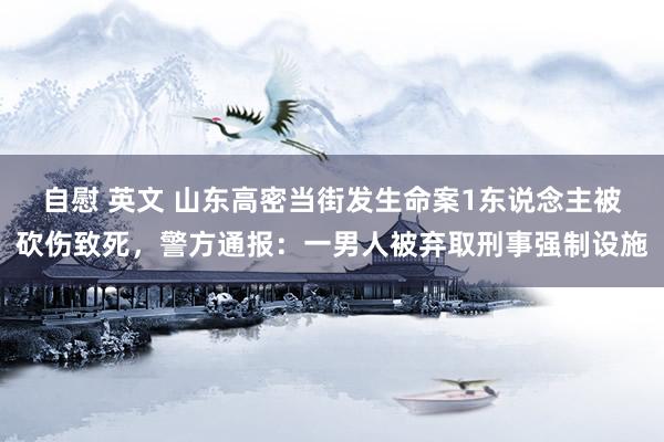 自慰 英文 山东高密当街发生命案1东说念主被砍伤致死，警方通报：一男人被弃取刑事强制设施