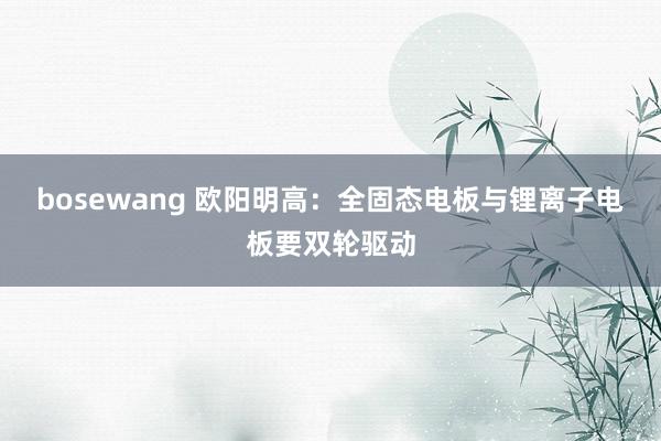 bosewang 欧阳明高：全固态电板与锂离子电板要双轮驱动