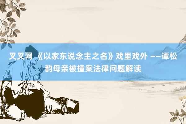 叉叉网 《以家东说念主之名》戏里戏外 ——谭松韵母亲被撞案法律问题解读