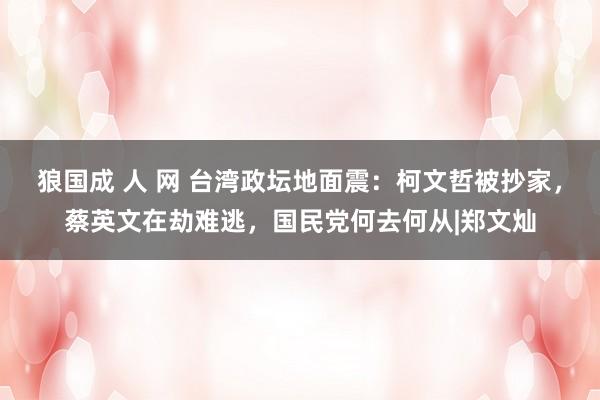 狼国成 人 网 台湾政坛地面震：柯文哲被抄家，蔡英文在劫难逃，国民党何去何从|郑文灿